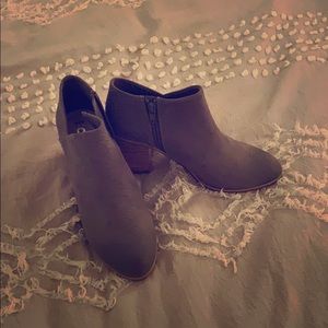 Gray snake pattern suede booties